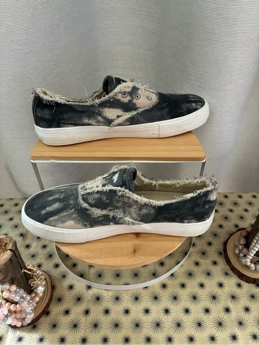 Rocket Dog Black and Cream Tie-Dye Slip-On Sneakers - Picture 7 of 8